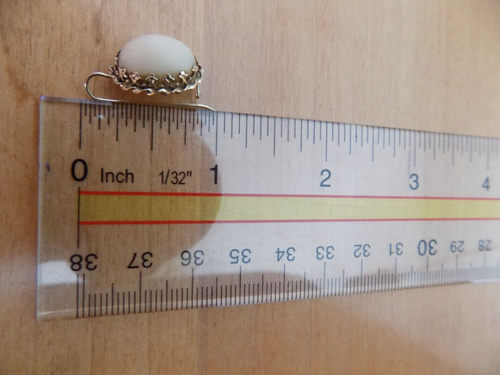 Vintage 14k Gold ovaler Cabochon rosa Engelshautkoralle gedrehter Rahmen Ohrhänger - Bild 6 von 6