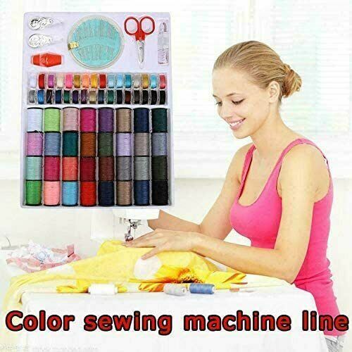 64 Rolls Sewing Machine Line thread Spool Set Bobbin Cotton Reel Needle Tape Kit - Picture 1 of 12