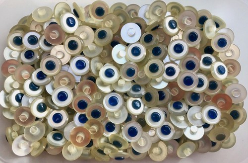 Bottoni 17 mm avorio crema e blu perlato gambo lucido piccolo bottone (Z98) - Foto 21 di 24