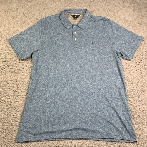 Volcom Polo Shirt Adult XL Blue Logo Embroidered Lightweight Rugby Casual Mens