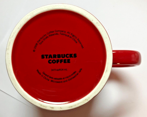 Starbucks Mug Cup - Maroon Red Embossed Logo - 14 fl oz 414 ml 2008 EX HTF! - Picture 5 of 8