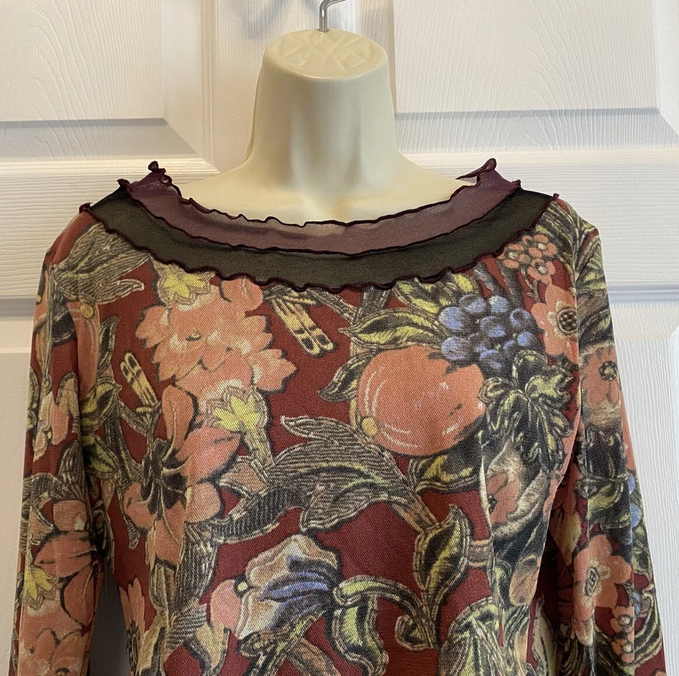 Deca Paris Vintage 90’s Tropical Retro Fruit Floral Art To Wear Layered Top 4 - Image 3 of 4