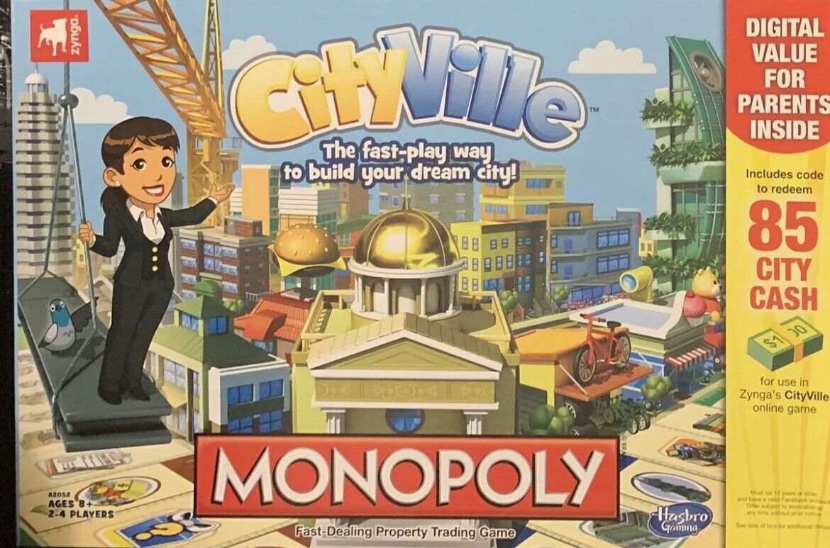 CityVille Monopoly, Fast-dealing property trading board game, Hasbro  Gaming, 8+