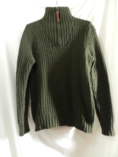 Telluride Clothing Company Chunky Green 1/4 zip Wool Blend Sweater Size Large - Picture 1 of 3