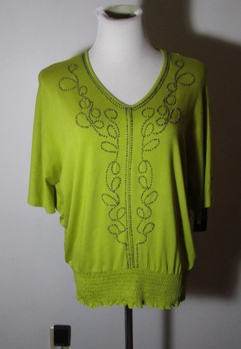 Women's STYLE & CO. Petite Green Beaded Top Size PL NWT