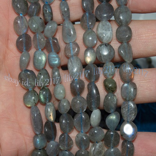 9-11mm Natural Gray Labradorite Irregular Freeform Gems Loose Beads 15'' Strand - Picture 3 of 6