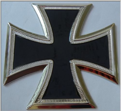 German Prussian Officer Knight Iron War Cross Wall Dorm Door Emblem Sticker EK - Picture 1 of 2