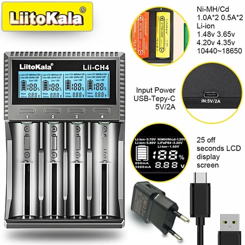 Lii-M4S 18650 Smart Charger LCD Display for 26650 21700 32650 18500 20700 21700 - Picture 25 of 27