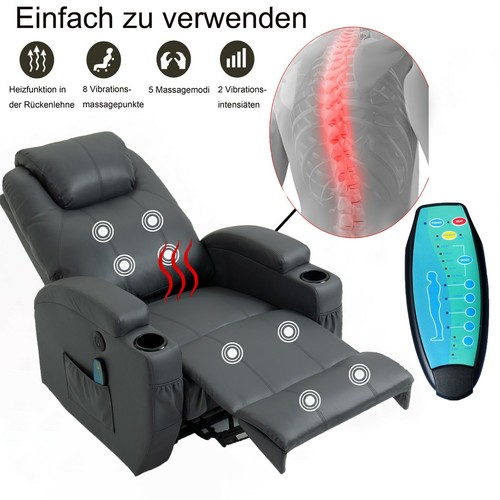 Massagesessel Fernsehsessel 360°drehbar Relaxsessel Wärmefunktion Polstersessel - Bild 29 von 43
