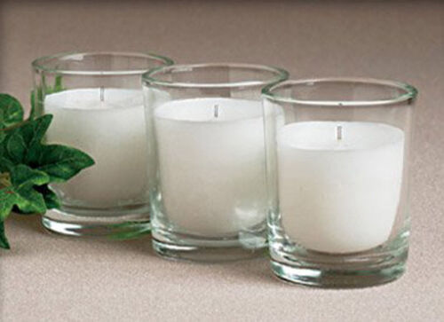 144 White Votive Candles in Clear Glass Jar Cup Long Burn Decorative Unscented - Picture 6 of 20