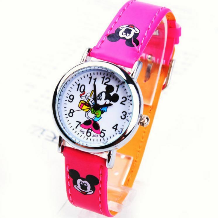 Montre quartz Mickey Minnie Mouse rose Enfant pinc Disney Watch rosa Armbanduh