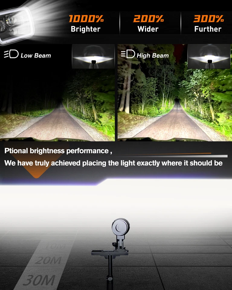 130W DOT 5x7" 7x6" LED Headlight Hi/Lo Beam For Dodge D150 D250 D350 W150 Pickup - Image 3 of 4