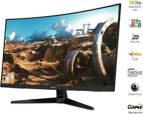 BRAND NEW ASUS VG27VH1BR TUF Gaming 27″ Curved Monitor 1080P Full HD 165Hz Black - Picture 1 of 2
