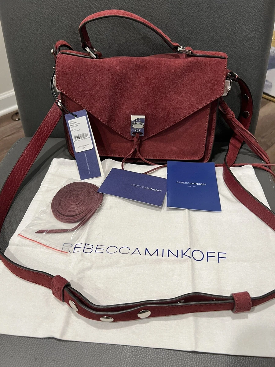 New Rebecca Minkoff Wine Red Suede Leather Small Darren Messenger