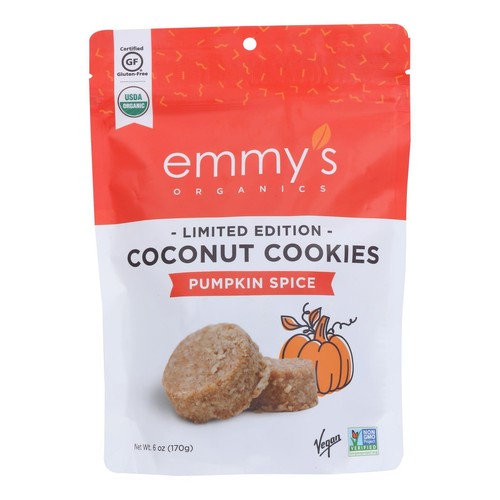 Emmy's Organics - Coconut Cookies Pumpkin Spice - Case Of 8 - 6 Oz