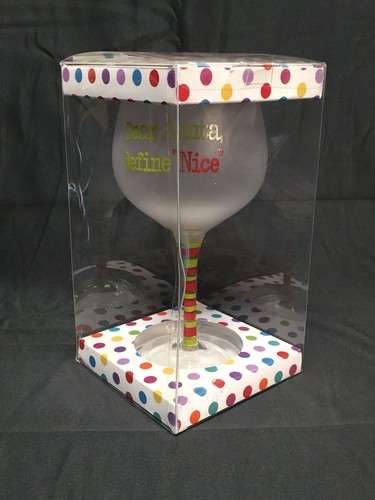 **NEW** Christmas Novelty Wine Glass “Dear Santa Define Nice” 20 OZ. 8 1/2” Tall - Picture 1 of 7