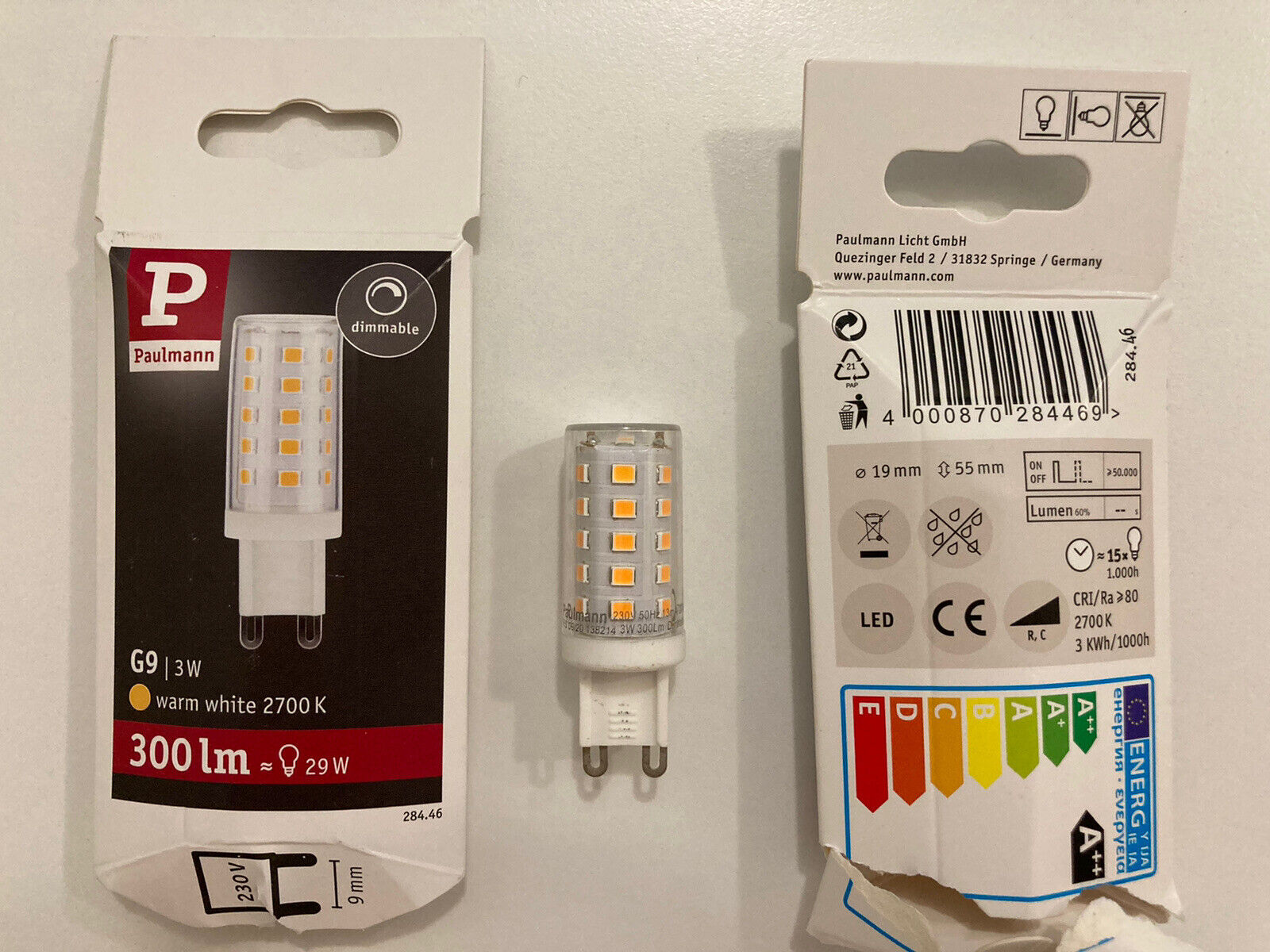 Paulmann LED - 3 Watt - Pin Socket G9 - warm white 2700K - dimmable | eBay