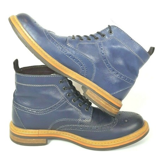 Clarks England Men's Blue Wingtip Leather Ankle Lace Up Boots Size 8.5 - Picture 4 of 9