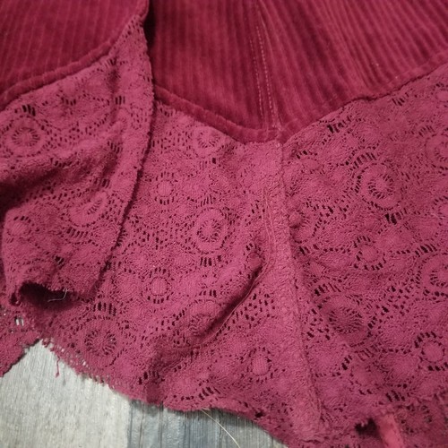 Free People Red Corduroy/Lace Cardigan Duster Size Medium Deep Red - Picture 2 of 15