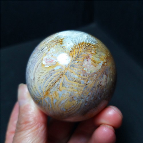 RARE 166G Natural Polished Coral Jade Agate Crystal Ball Reiki Healing B1367 - Picture 11 of 14