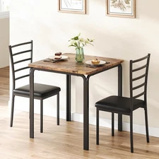3-Piece Square Kitchen Dining Room Table Chair Set Modern for Small Space