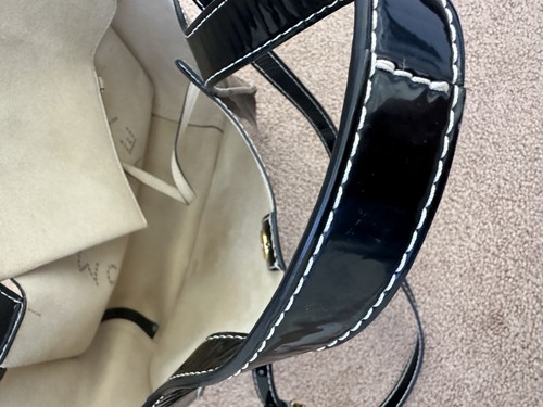 STELLA McCARTNEY Perforated Logo Tote Bag Handbag with Pouch Large BLACK Patent - Picture 17 of 19