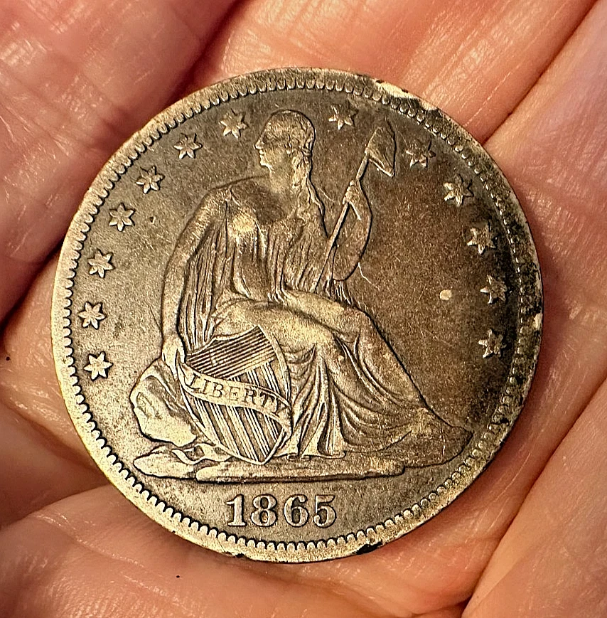 1865-S Seated Liberty Silver HALF DOLLAR - 1/2 Dollar - 50 Cents - Civil War - Image 4 of 4