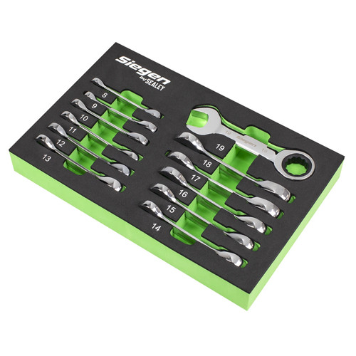 Sealey S0633 Stubby Ratchet Combination Spanner Set 12pc Metric - Picture 4 of 12