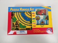 Vintage 1997 Puzzle Vehicle Set Train Small World Toys New in the Box Wind up