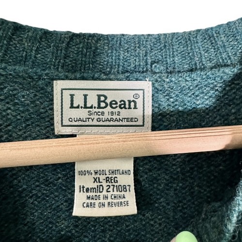 LL Bean 100% Shetland Wolle Pullover Grün Klassischer Pullover 271087 Herren XL - Bild 3 von 4