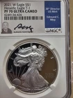 2021 W American Silver Eagle $1 NGC PF70 Type 1 Edmund C. Moy Signed Ultra Cameo