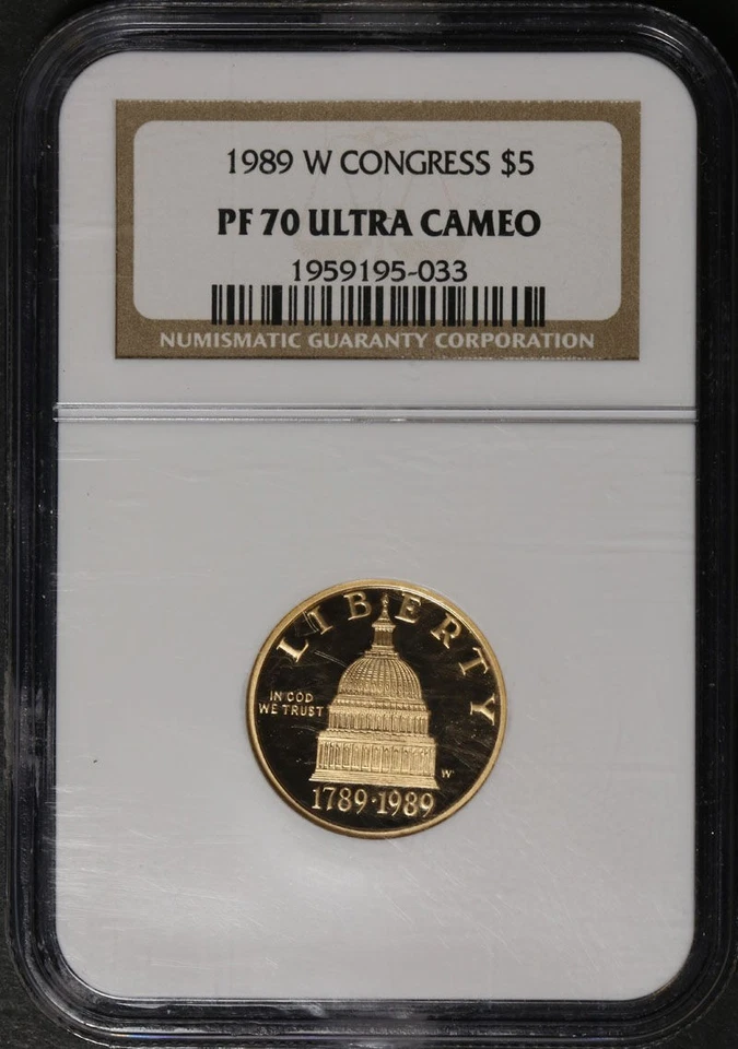 1989-W Congressional Commem Gold $5 NGC PF70 Ultra Cameo Brown Label - STOCK - Image 3 of 4