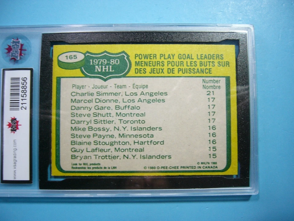 Tarjeta de hockey 1980/81 O-PEE-CHEE NHL 165 STEVE SHUTT DARRYL SITTLER LDR KSA 10 OPC Foto 4 de 4