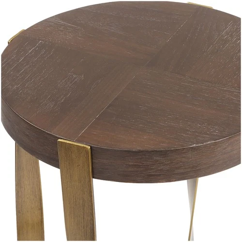 Uttermost 50061 Drew 16" Diameter Metal Walnut Accent Table - Brass / Dark - Picture 3 of 6