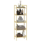 HOMCOM 5-Tier Bamboo Bathroom Storage Shelf with Adjustable Rack, Natural