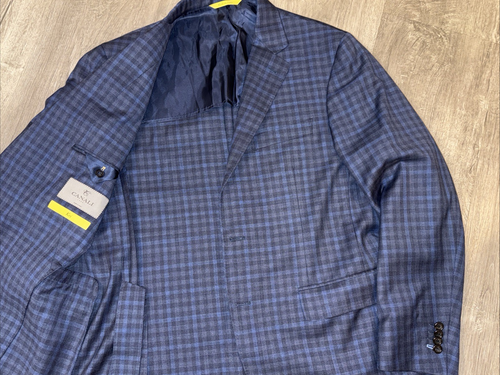 Canali Kei Blue Check Wool Unstructured Sport Coat Blazer IT 54R (US44) - Picture 3 of 23