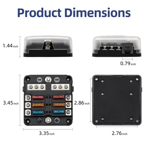6 Way Fuse Block, 12 Volt Waterproof Boat Fuse Panel with LED Warning Indicat... - Picture 3 of 6