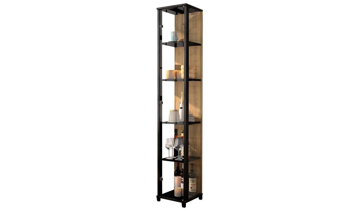 Optima 1 Door Narrow Glass Display Cabinet Oak Stylish and Functional Storage