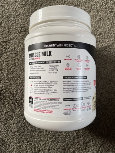 100% Whey With Probiotics Protein , Vanilla, 1.85 Pound Muscle Milk 23 Servings - Picture 3 of 3