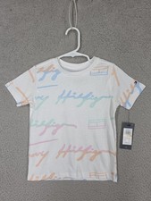 Tommy Hilfiger Gradient Script Short Sleeves T-Shirt Size 3T Toddler Fresh White