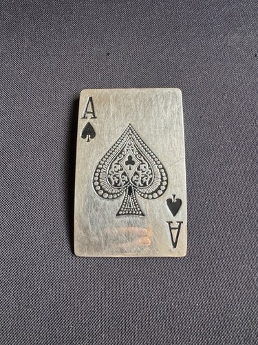 Ace Of Spades Vintage Metal Poker Belt Buckle Vegas Style - Picture 2 of 6
