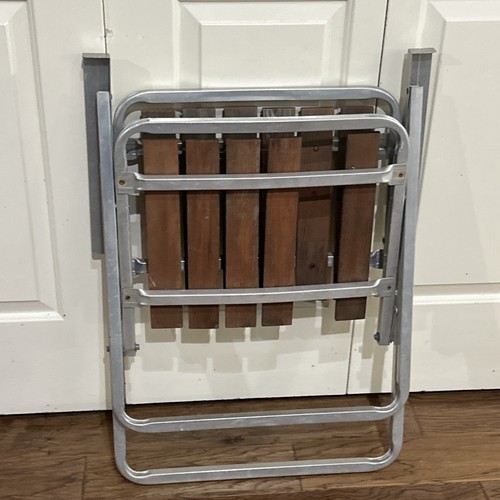 Vintage Aluminum Redwood Folding Lawn Chair 6-Slat Patio MISSING ONE SLAT - Picture 9 of 9