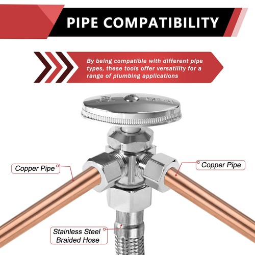 (Pack of 2) Dual Compression Outlet Angle Stop Valve, Multi-Turn, 1/2" NOM (5... - Picture 4 of 6