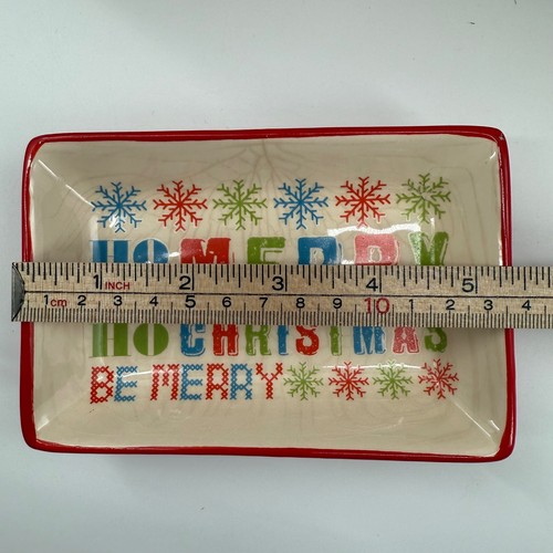 Christmas Holiday Ceramic Serving Dish Snowflakes Ho Ho Merry Christmas Bake - Picture 6 of 7