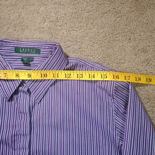 Lauren Ralph Lauren Button Down Hemd Damen L lila gestreift 100% Baumwolle  - Bild 4 von 7