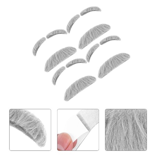 4 Sets Fake Bearded Eyebrows Baby Bridegroom Sticky Grey Mustaches - Picture 4 of 12