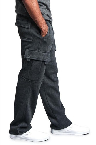 Mens Fleece Sweatpants Heavyweight Cargo Casual Leisure Fashion Sports Pants - Foto 18 di 26