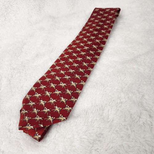 Brooks Brothers Basics Tie With Dogs Burgundy/Red Gold Blue All Silk Made in USA - Picture 2 of 8