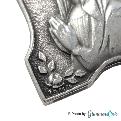 Vintage Medaille Unserer Lieben Frau von Lourdes Heilige Bernadette Französisch versilbert - Bild 6 von 8