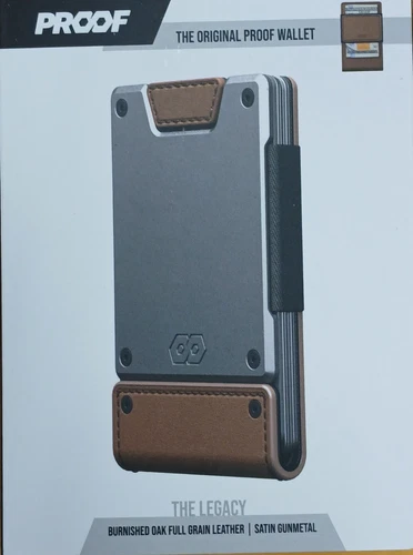 Proof wallet THE LEGACY Burnished oak full grain leather- Satin gunmetalOpens in a new window or tab